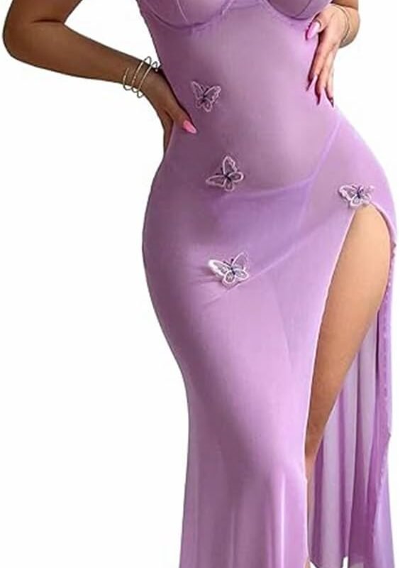 Women Sexy Lingerie Mesh Sleepwear See Through Nighty Babydoll Night Dress Nightwear Split Underwire Nightgown