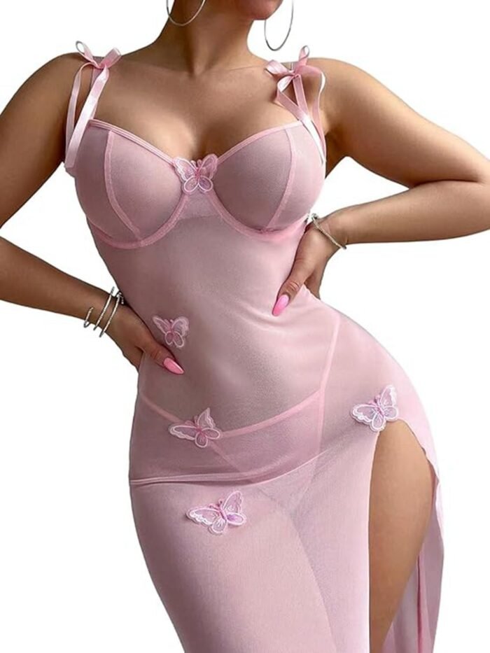 Women Sexy Lingerie Mesh Sleepwear See Through Nighty Babydoll Night Dress Nightwear Split Underwire Nightgown - Image 2