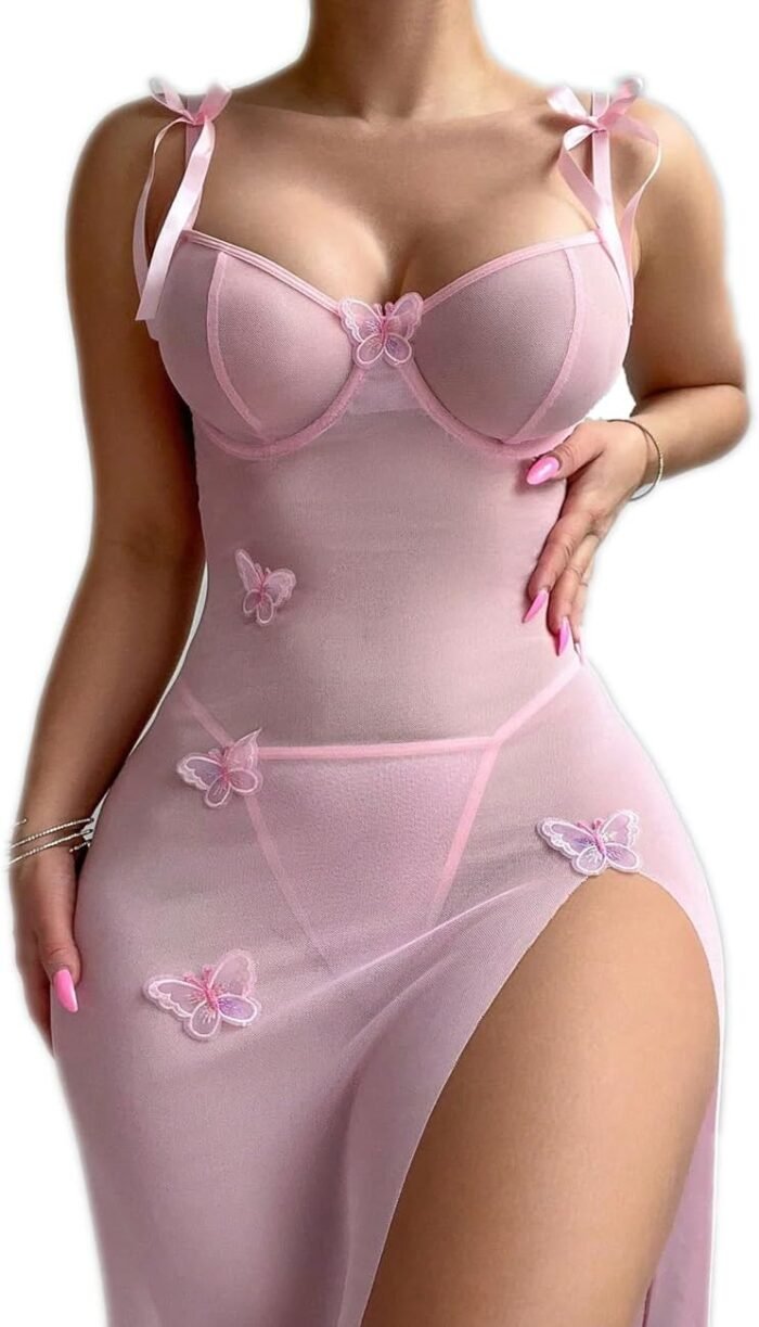 Women Sexy Lingerie Mesh Sleepwear See Through Nighty Babydoll Night Dress Nightwear Split Underwire Nightgown - Image 4