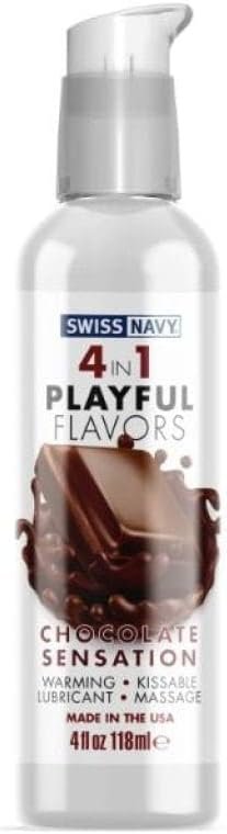 4 in 1 Playful Flavors - Chocolate Sensation - Water Based Flavored Lubricant, Personal Lube for Men, Women and Couples, Made Without Sugar Added, 4 fl oz