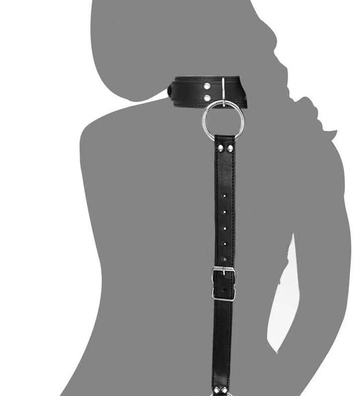 BDSM Bondage Kit Adult Restraints Sex Toys, Neck to Wrist Adjustable Bondage Gear & Accessories, Behind Back Handcuffs Collar with Blindfold Bed Straps Restraints Sex Ropes Sweater XDF4
