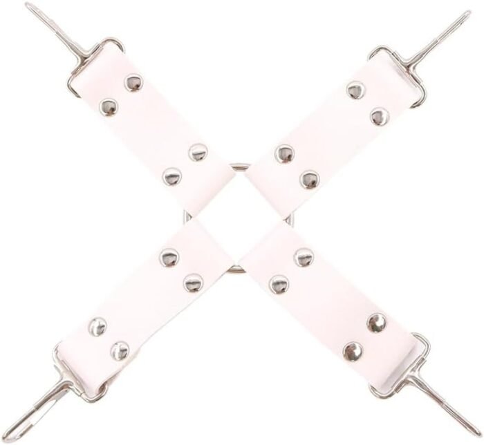 BDSM Nurse Bondage Set for Couples – 8-Piece Kit with Handcuffs, Leg Cuffs, Gag, Restraint Rope, Feather Tickler, Eye Mask & Cross Buckle - Enhance Your Intimate Experience (White) - Image 3
