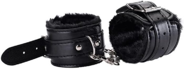 2023 New Colorful Soft Plush Handcuff Bracelet Wrist Anklet Wrist Leather Handcuffs Bracelet Binding Bracelets Cuff Bracelets with Detachable Leash Chain for Women Men Couple Cosplay