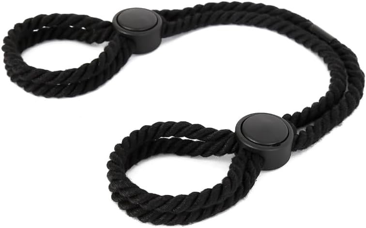 BDSM Restraints Handcuffs Ankle Cuffs Adjustable Harness Rope Fetish Bondage Straps Adult Sex Toys for SM Beginner Couple Bed Sex Game (Black)