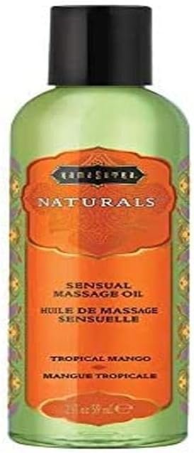 KAMA SUTRA Naturals Massage Oil Tropical Mango - 2 fl oz- Sore Muscle Massage Oil for Body - Natural Therapy Oil - Warming, Relaxing, Joint & Muscles - Sensual Massage for Couples, Women, Men
