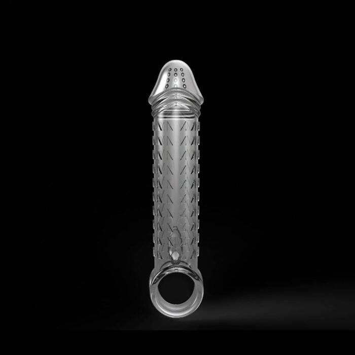 Silicone Penis Sleeve Reusable Condoms Stretchy Textured Studded Stretchy Penis Extender Set Cock Sleeve Penis Rings Erection Delay Sex Toys for Men Couples with Sex Dice 3PCS - Image 6