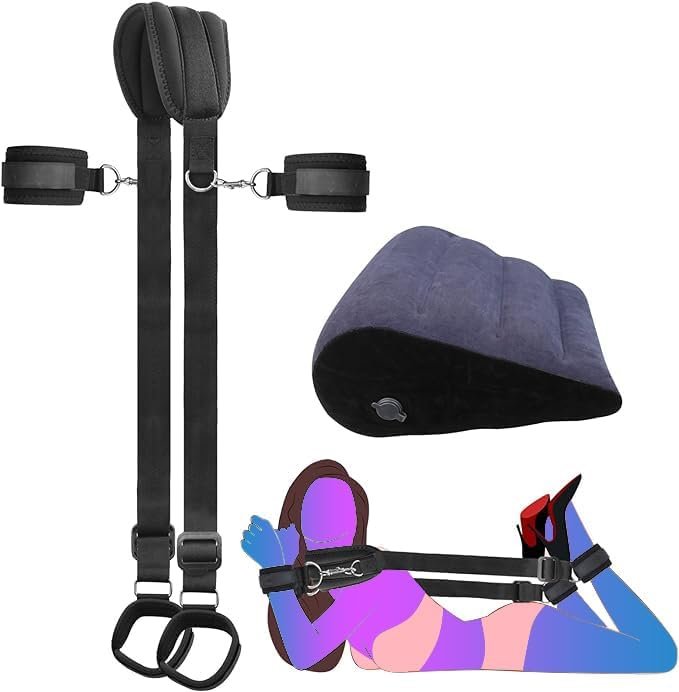 Sex Furniture Set Sex Bondage Restraints BDSM Kit with Sex Pillow,Handcuffs Ankle Cuffs with Sex Wedge Leg Sex Sling Position Ramp Inflatable Cushion, Couples Sex Toys Bed Restraints Adult Sweater NH0