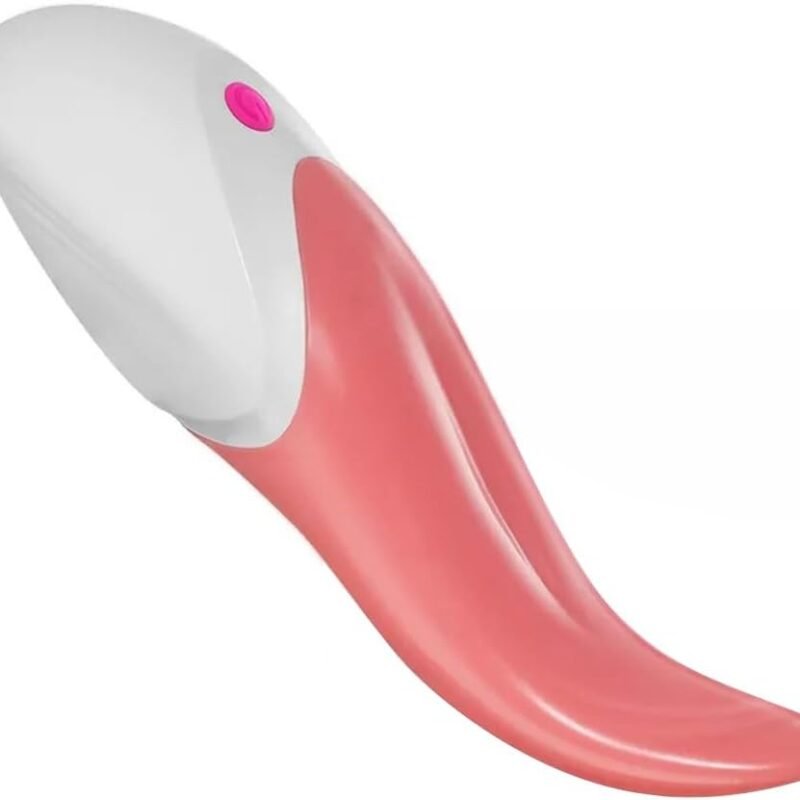Realistic tongue licking red female sex toy with 10 vibration modes, using nipple and breast massagers to stimulate the clitoris, G-spot, vagina, and anus, perfect for masturbation and couple foreplay