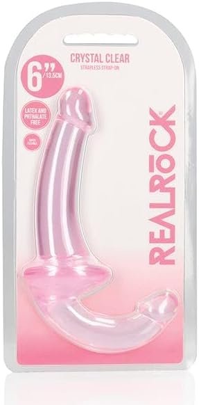 ASK GRANDPA GOURMET COFFEES Shots Realrock Crystal Clear 6 Inch Strapless Strap-on (Color: Pink), One-Size