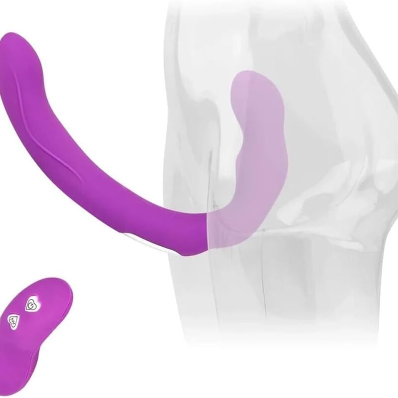 Lesbian Strapless Strap On Double Dildo Vibrator, Double Sided Dildo Ended Dildo G-Spot with 10 Modes & Remote Control, Realistic Pegging Dildo, Anal Sex Toys for Women Strapless Dildo Lesbian