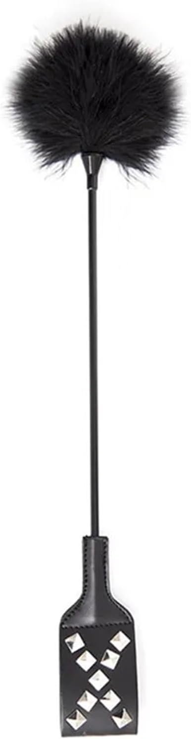 Adults Fetish Sex Toys for Woman Soft Feather Tickler Naughty BDSM Bondage Fancy Dress Sex Whip Flirting Spanking Paddle Flogger, Black - Image 3