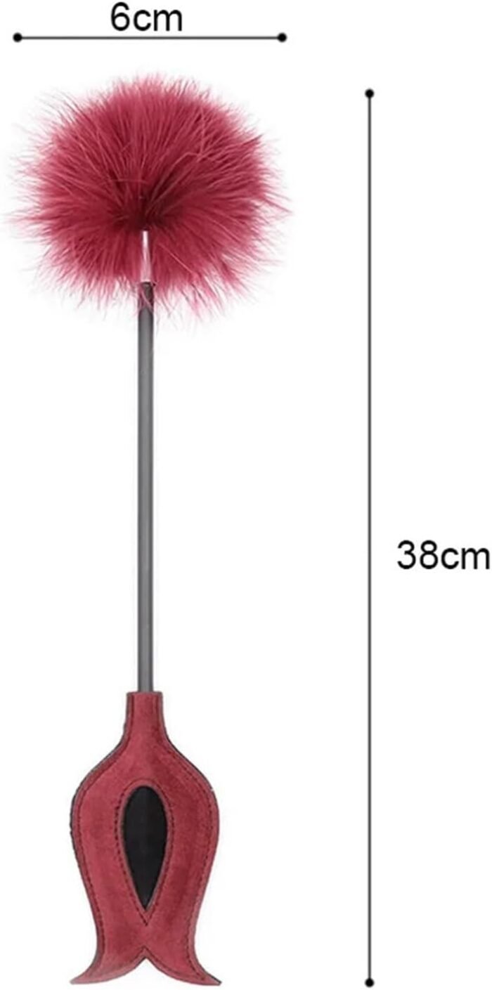 SM Flirting Tool Feather Whip Spanking Couple,Feather Sex Whip Crop BDSM Set, Dult Feather Tickler For Couples Sex Flogger BDSM, Feather Sex Adults Faux Leather Whip Sex Adults,Feather Sex Whip Crop B - Image 3