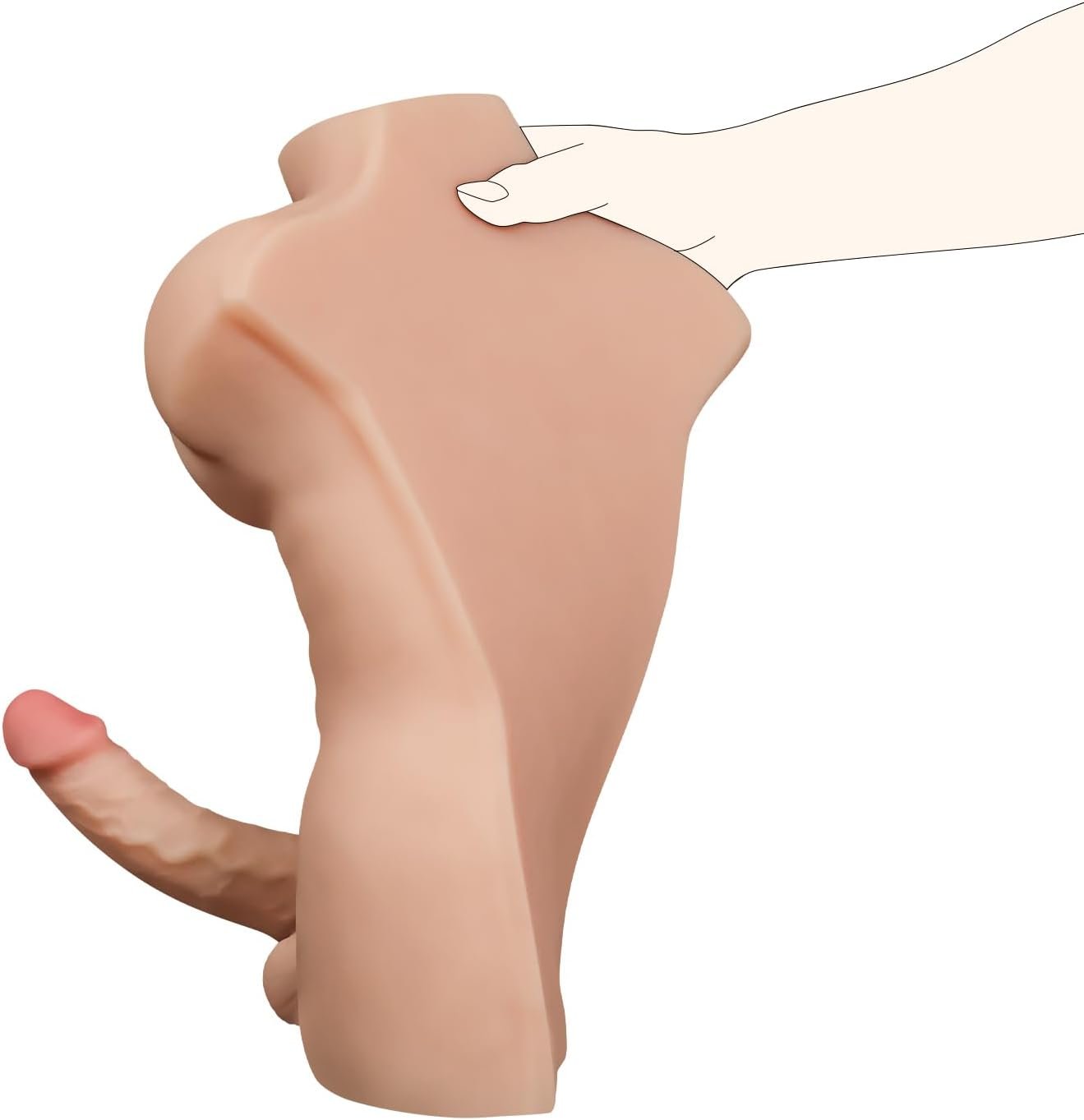 Sex Doll for Women - 10 LB Male Torso Sex Doll with Realistic 5.5 Inch Dildo, Lifelike Man Body Torso Dildo Female Sex Toys, Flat Back Sex Doll Torso for Woman On Top Riding Play, Adult Torso Penis - Image 3