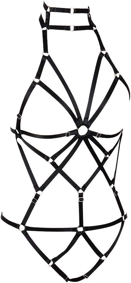 Women's Punk Body Harness Lingerie Full Waist Garter Belts Set Strappy Frame Cage Rave bras - Image 4