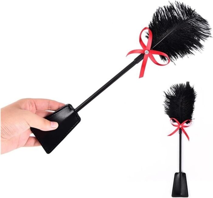 BDSM Feather Tickled Erotic Punish Fetish Leather Spanking Paddle Play Sex Toys for Lover Riding Crop Tools Red One Size - Image 2