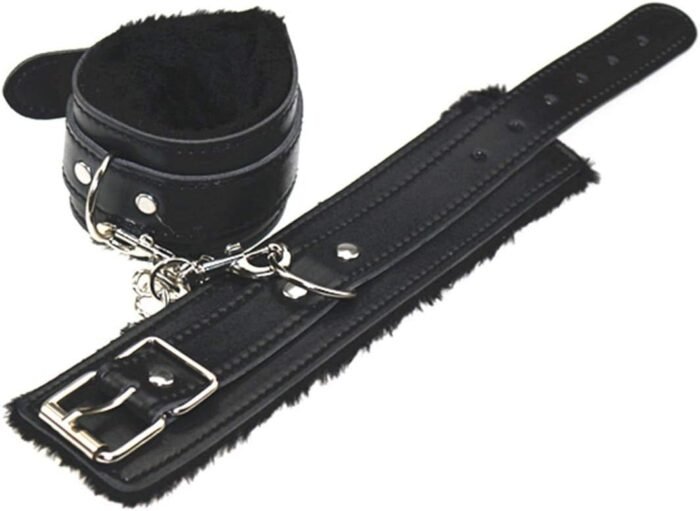 2023 New Colorful Soft Plush Handcuff Bracelet Wrist Anklet Wrist Leather Handcuffs Bracelet Binding Bracelets Cuff Bracelets with Detachable Leash Chain for Women Men Couple Cosplay - Image 2