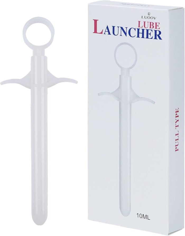 Lubricant Tube Shooter with Smooth Rounded Cap for Men, Women & Couples, Reusable, Easy Use & Clean,Lube Applicator Syringes (White 10ml)