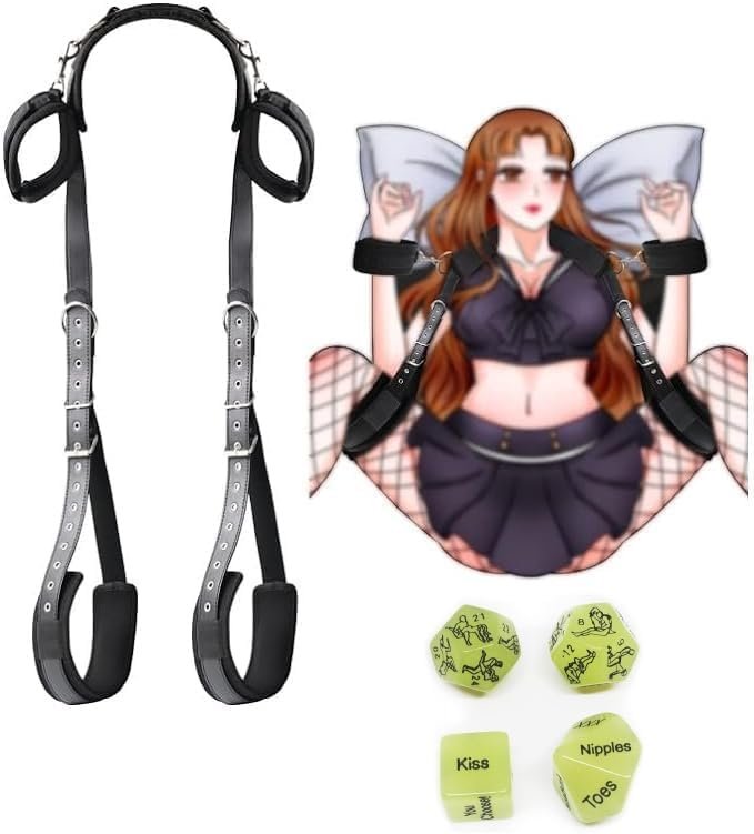 Bondaged Rope Cord & Rope for Bedroom Sex Tie Downs Under Mattress for Adults Couples Ankle Leg Cuff Restraint Set Bed Bondaged Straps Queen Bed with 4pcs Black Sex Dice Set Sweater XD-09