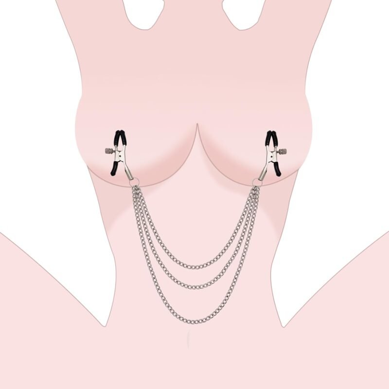 BDSM Nipple Toys Nipple Clamps with Chains, Sex Restraints Adult Sex Toys for Men Sexual Pleasure Tools for Women, Kink Fetish Accessories Sex Furniture for Bedroom, Nipple Stimulator Clip Sex Games