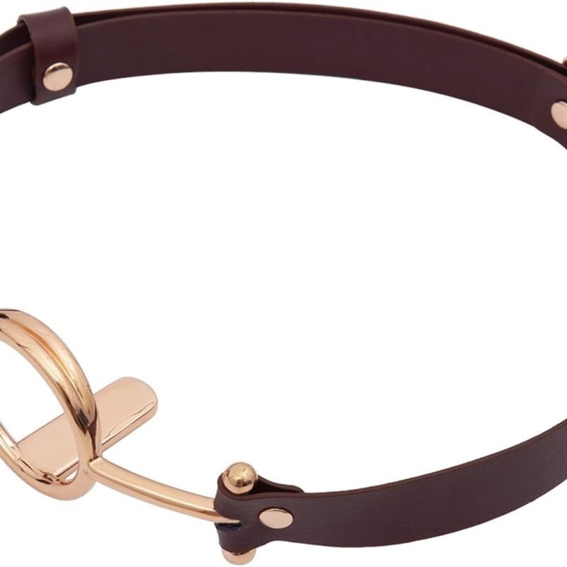 Leather Bondage Tongue Depressor Gag Mouth Gag BDSM Sex Toys for Men Women Couple Foreplay Adult Beginners Home Birthday Rose Gold Brown