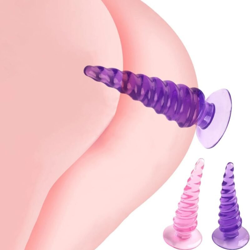 2Pcs Small Butt Plug, Anal Training Set for Anal Sex Beginners Dildo Soft Silicone Anal Sex Toys with Thread Textures Universal Anal Plug for Adult Men Women Gay Couples