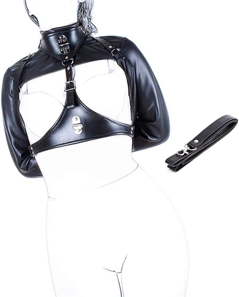 Neck Collar Breast Harness Holder High Neck Collar Breast Holder Chest Less Hands Binding Suit BDSM Restraint Costume