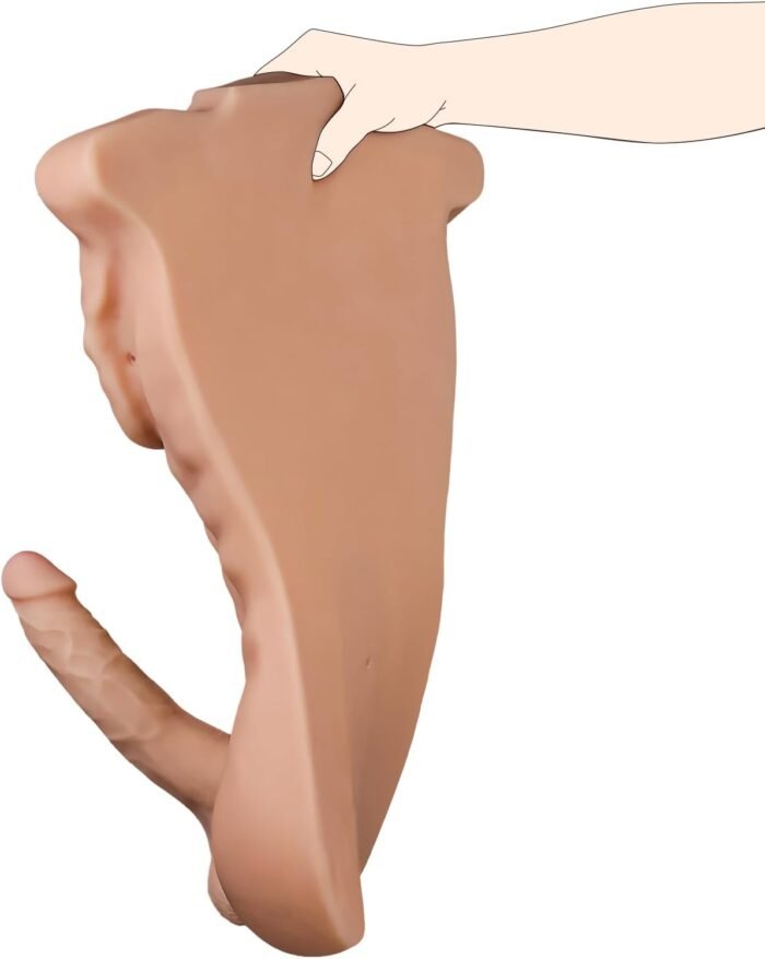 11.5 Lb Male Sex Doll Torso for Women & Gay Pleasure Silicone Toys with 7.5 Inch Flexible Bendable Huge Dildo & Soft Tight Anal & Flat Bottom for Riding Play 2 in 1 Unisex Tunnel Portable Masturbator - Image 3