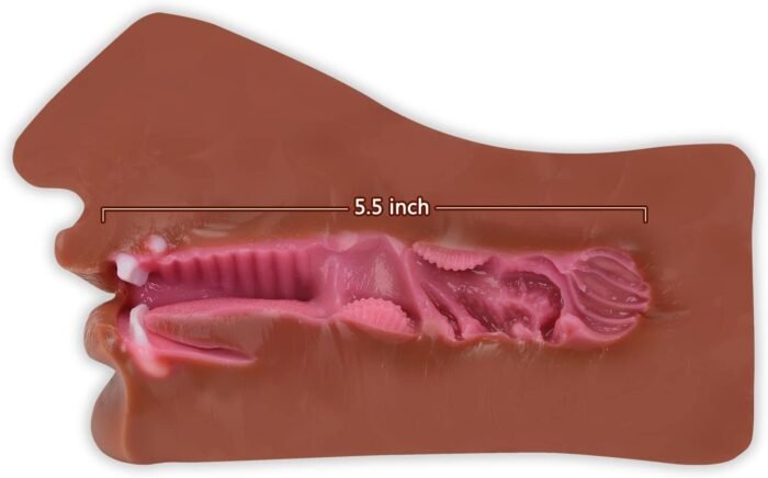 Male Masturbators Adult Sex Toys with Realistic Textured Blowjob Stroker Sleeve for Men Real Mouth Deep Throat Oral Sex for Man Masturbation Pleasure (Brown) - Image 5