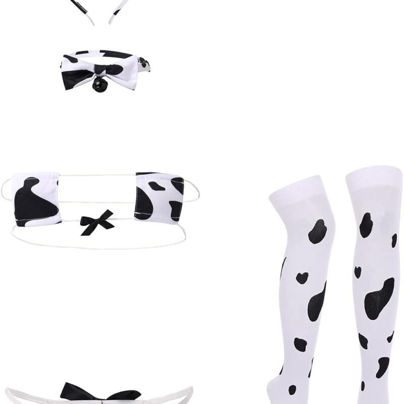 Lingerie for Women Sexy Slutty Cow Maid Cosplay Costume Bra Bodysuits Thong Stockings Tail Role Playing Outfit