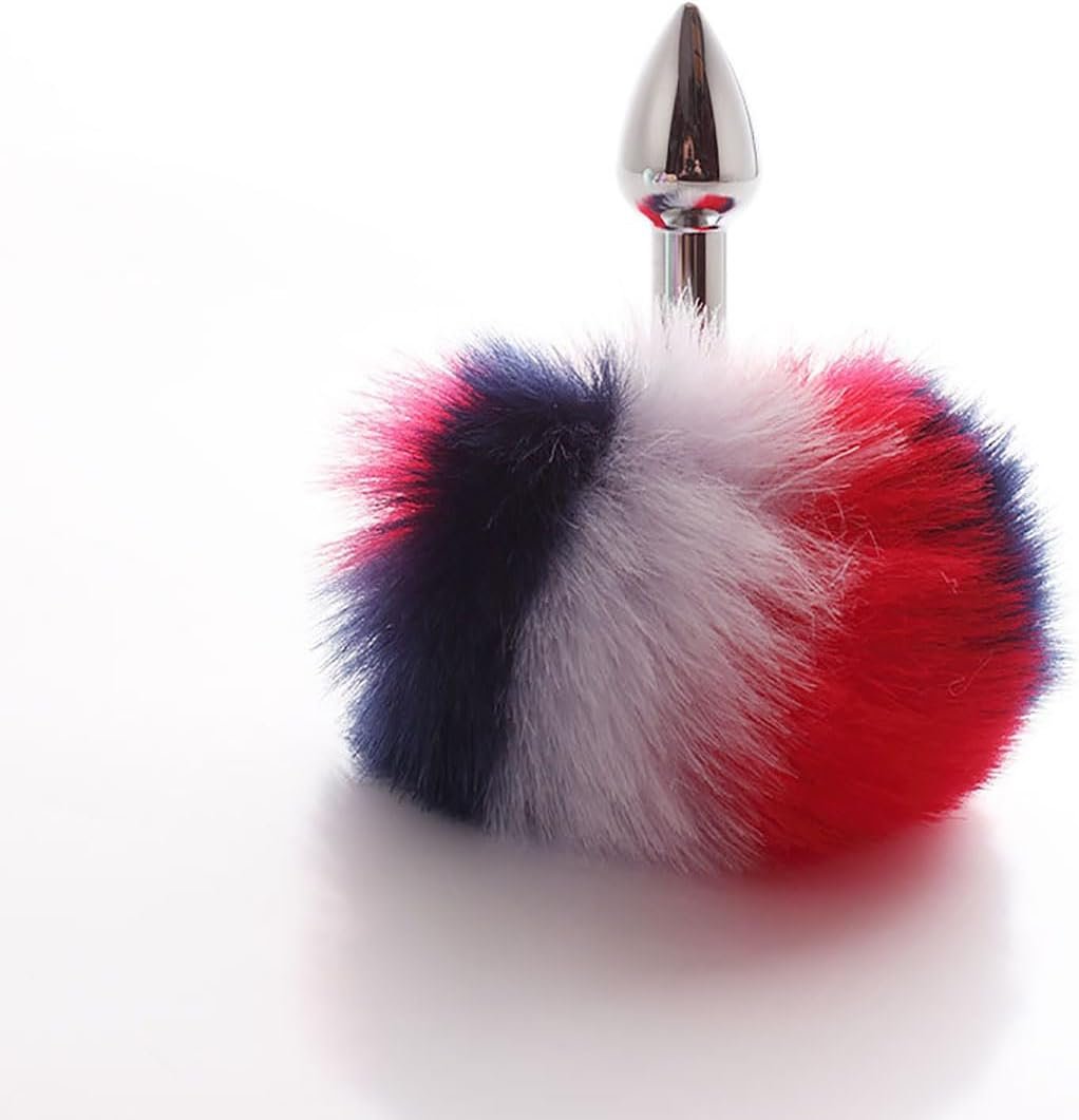 Adult Gay Toy Fox Tail Furry Anal Butt Plug Animal Independence Day Party Costume American Flag Earring Tutu Headband Sex Dice Set 5PC - Image 3