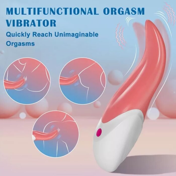 Realistic tongue licking red female sex toy with 10 vibration modes, using nipple and breast massagers to stimulate the clitoris, G-spot, vagina, and anus, perfect for masturbation and couple foreplay - Image 3