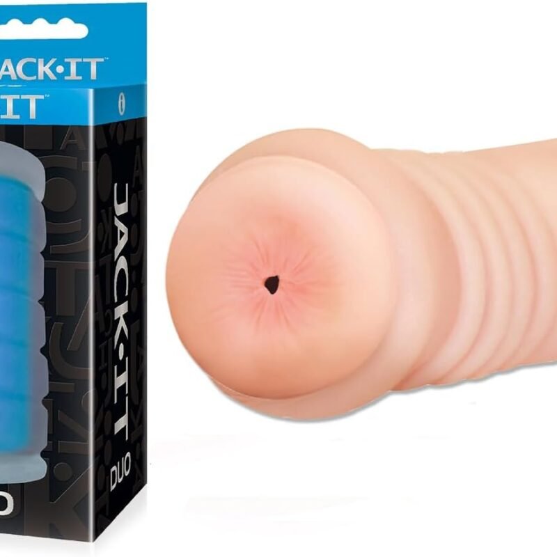 Sex Toy Couples kit of Jack-It Duo, Sky Blue and Icon Brands Vibrating Pussy Stroker Lily Ivy