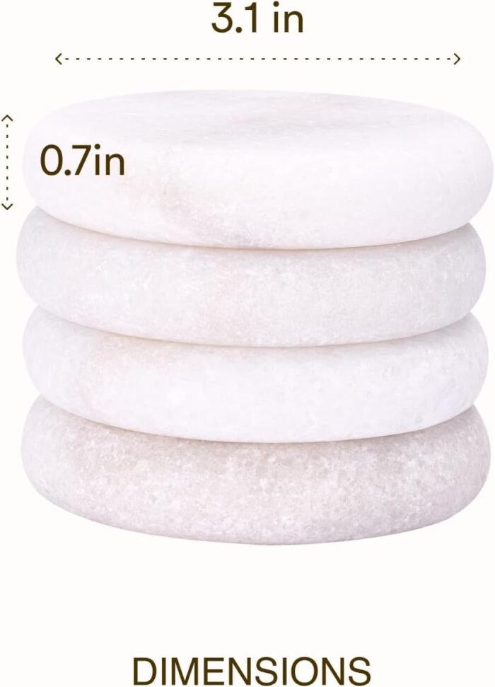 PURAVA Marble Stone Therapy Set - 4-Piece Cold Massage Stones for Neck Cooling, Facials, and Home Spa - White Round Oval Hot Rocks Kit for Relaxation and Pain Relief - Image 3