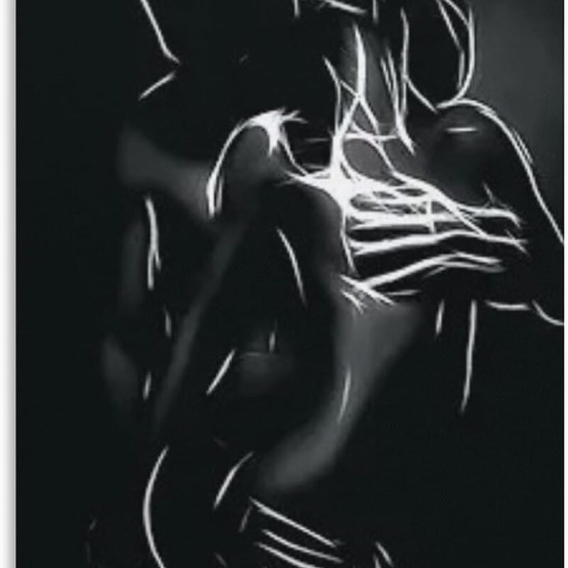Black And White Sexy Couple Abstract Erotic Art Poster for Adults Gift Canvas Wall Art Prints Poster Photo Picture Painting Posters Room Decor Home Decorative 08x12inch(20x30cm)