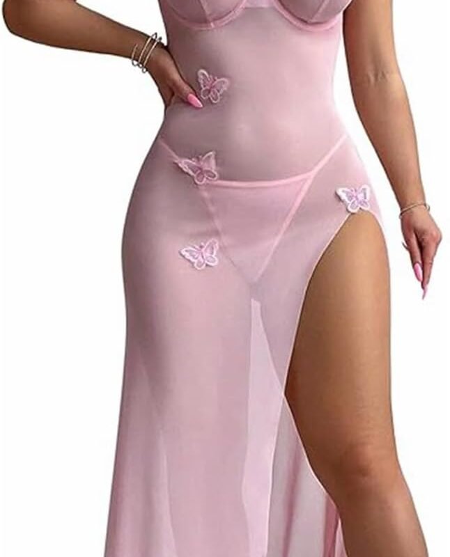 Women Sexy Lingerie Mesh Sleepwear See Through Nighty Babydoll Night Dress Nightwear Split Underwire Nightgown