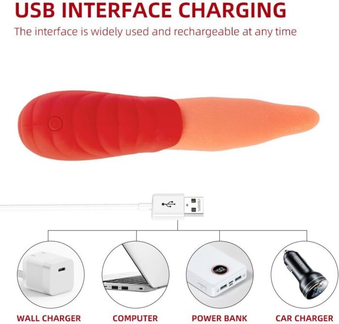 Realistic tongue licking red female sex toy with 10 vibration modes, using nipple and breast massagers to stimulate the clitoris, G-spot, vagina, and anus, perfect for masturbation and couple foreplay - Image 4