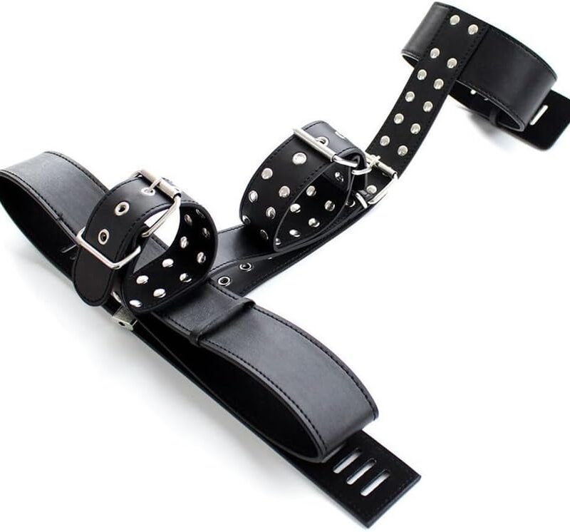 BDSM Neck to Wrist Bondage Set, Adult Sex Restraints Toys Behind Back Handcuffs Collar Neck to Wrist Restraint Bondage Set Adjustable for Couples Adults SM Play