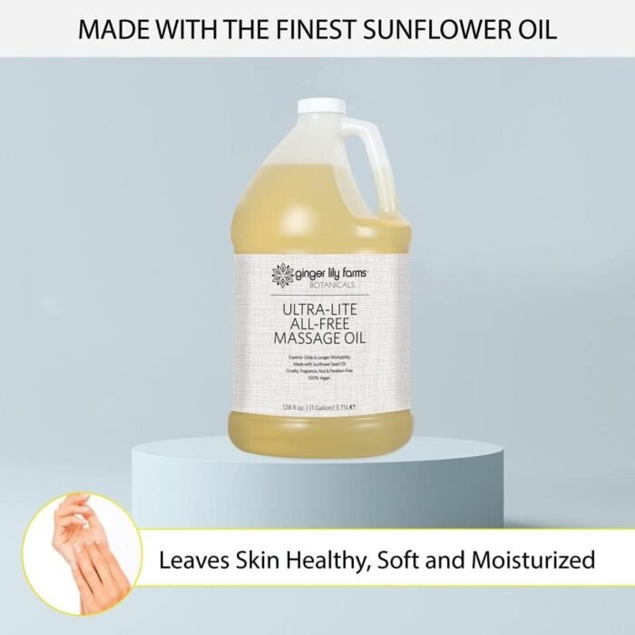Ginger Lily Farms Botanicals Ultra-Lite All-Free Massage Oil, 100% Vegan & Cruelty Free, 1 Gallon - Image 4