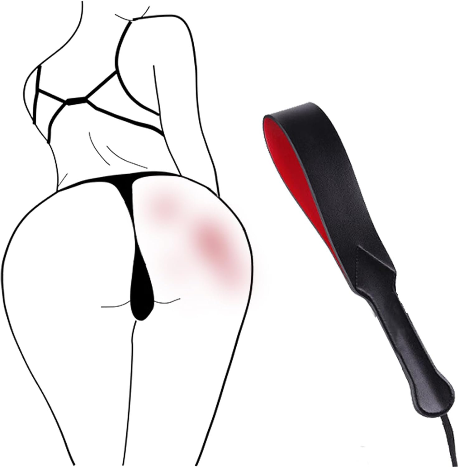 Spanking Paddle, BDSM Sexual Abuse Double Hand Clap Porn Whip for Adult Couples Games, Artificial Leather Sex Toy Suitable for Role Play Bed Bondage Sex Play