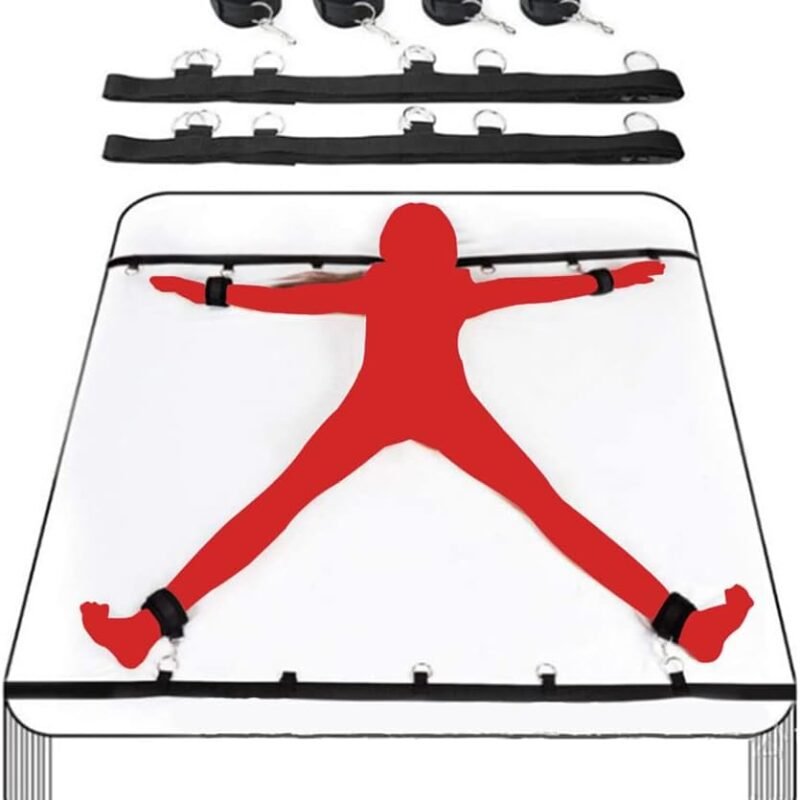 Sex Tie Downs Under Mattress for King Bed Restraints Kit for Couples Queen Size Bed Straps for Adult Play BDSM Bondage Restraints Spreader Bar Sex Furniture Handcuff Set for Bedroom Toys Sweater