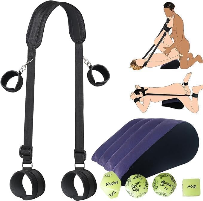 BDSM Sex Restraint Set-Sex Cushion Position Pillow with Adjustable Sex Strap, Multifunctional Foam Support Sex Ramp Furniture for Couple Deep Position, Sex Bondage Thigh Sling for Couple Sweater WW09