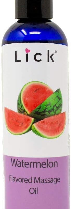 Watermelon Flavored Massage Oil for Couples – Edible Massaging Lotion with Vitamin E, Sweet Almond and Coconut Oil is Non Sticky and Gentle on Skin – Natural, Relaxing and Vegan (4 oz)
