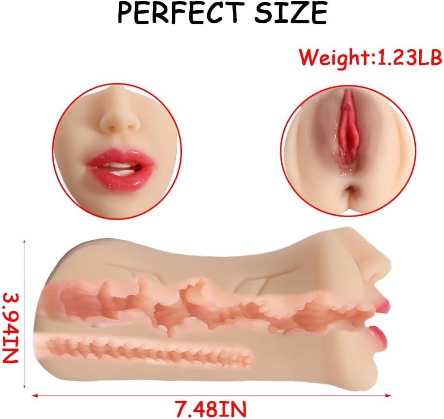 3 in 1 Realistic Male Masturbator with Pocket Pussy Vigina Anal and Mouth,TPE Portable Adult Sex Love Toy,Lifelike Sex Doll with Face,Male Blowjob Stroker for Masturbation,Deep Throat Oral for Gay Men - Image 2