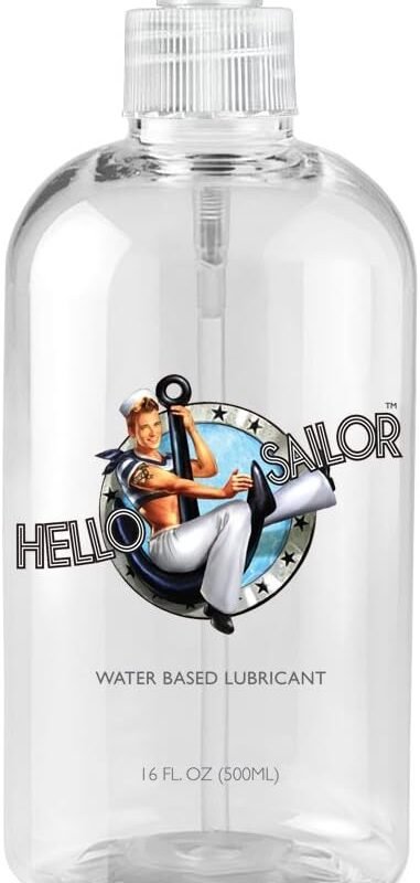 Hello Sailor Personal Water Based Lube. Lubricant for Men, Women and Couples, Non-Staining. Made in USA 16 Ounces.