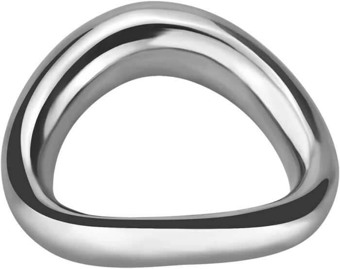 Male Penis Cock Ring Smooth Arc Ring Delay Ring Stainless Steel Scrotum Ball Stretcher Weights Pleasure Enhancing Sex Toys Romi (1.92 Inch) - Image 3