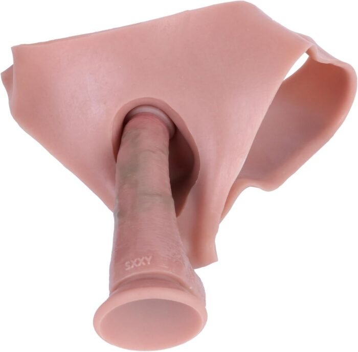 Skin Color Triangle Silicone Panty Dildo Underwear with 6.4 in Hollow Penis, Reusable Wearable Strapless Strap On Dildo Adult Sex Toy for Men Couples - Image 3
