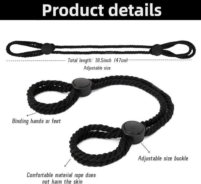 Bed Straps Restraints Bindage Kit Adjustable Sex King Wrist and Ankle Restraints Bondaged Rope Cord & Rope - Sex Ties for Ankles and Wrists Sex Resistance Bands with Ankle Strap BDSM Sweater HBN-J0 - Image 3