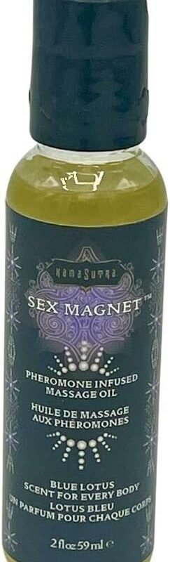 Blue Lotus Pure Essential Oil Pheromone Infused Massage Oil - Kama Sutra Blue Lotus Massage Oil with Pheromones- Couples Date Night- Massage Therapy USA Made Coconut and Almond Oil Formula