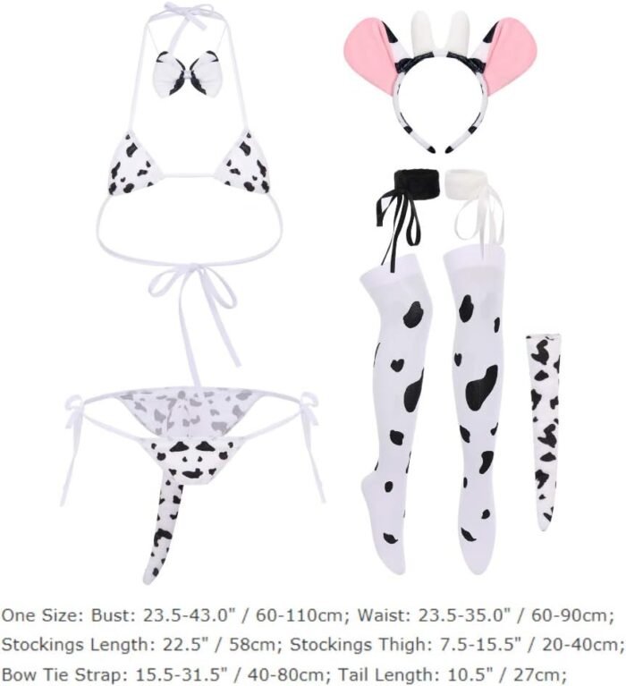 OBEEII Womens Dairy Cow Costume Lingerie Set Anime Japanese Babydoll Erotic Cosplay - Image 7