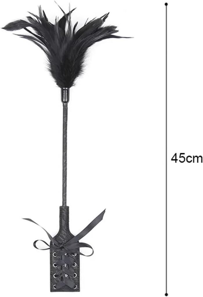 SM Flirting Tool Feather Whip Spanking Couple,Feather Sex Whip Crop BDSM Set, Dult Feather Tickler For Couples Sex Flogger BDSM, Feather Sex Adults Faux Leather Whip Sex Adults,Feather Sex Whip Crop B - Image 4